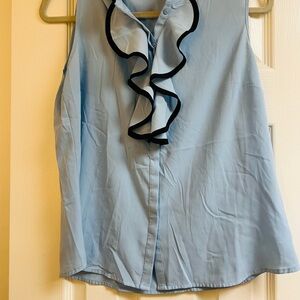 Calvin Klein Light Blue Ruffle Sleeveless Blouse